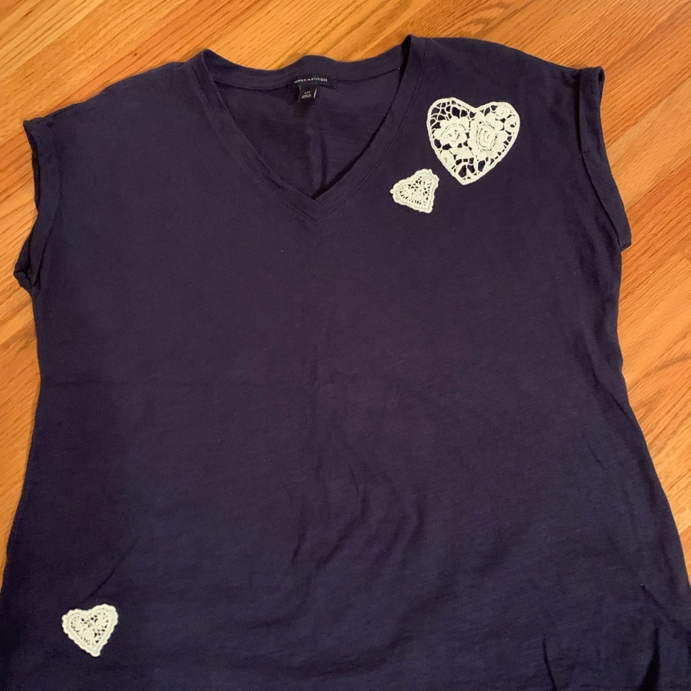 Tommy Hilfiger navy short sleeve top size Large
